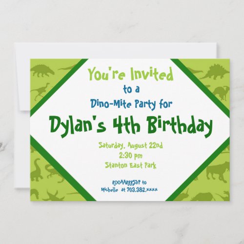 Cute Dinosaur Birthday Party Invitation Templates