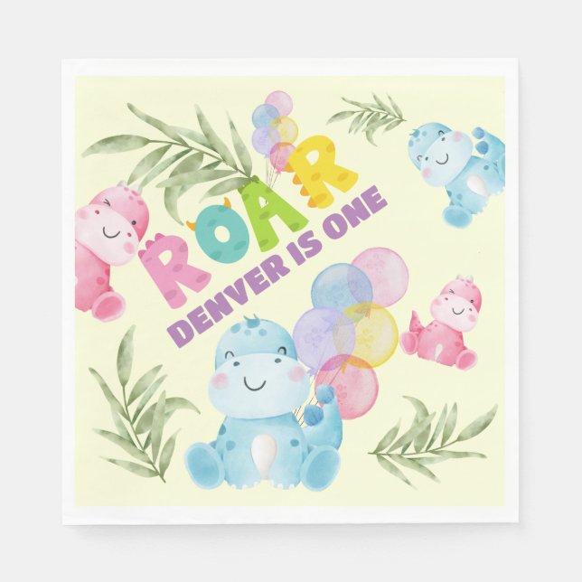 Cute Dinosaur Birthday Party Kids Dino Boys Napkins (Front)