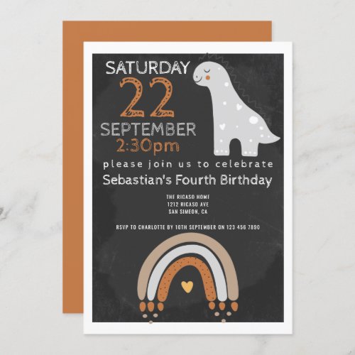 Cute Dinosaur Birthday Party Personalized Invitation