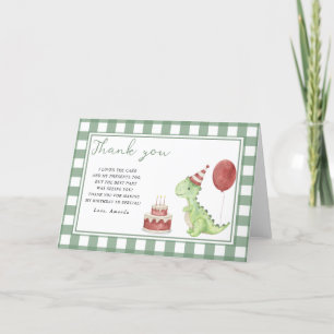 Cute Dinosaur birthday party thank you Card
