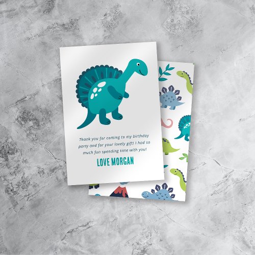 Cute Dinosaur Birthday Party Thank You Card
