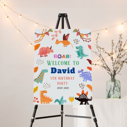 Cute Dinosaur Birthday party welcome sign