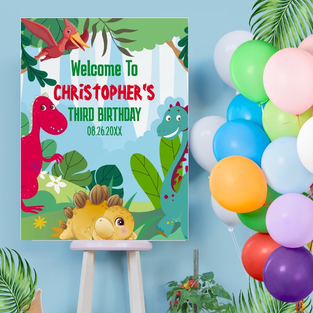 Cute Dinosaur Birthday Party Welcome Sign (Creator Uploaded)