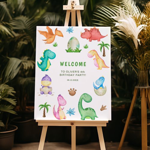 Cute Dinosaur Birthday Party Welcome Sign