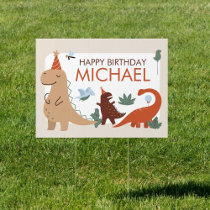 Cute Dinosaur Birthday Party Welcome Yard Sign