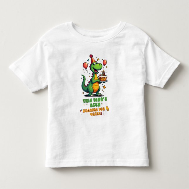 Cute Dinosaur Birthday Shirt for 4-Year-Olds (Front)