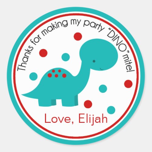 Cute Dinosaur Birthday Sticker tealred