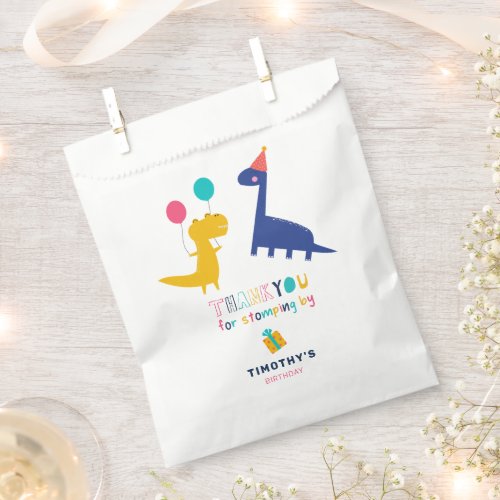 Cute Dinosaur Birthday Thanks for Stomping by Favor Bag