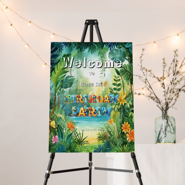 Cute Dinosaur Birthday Welcome Foam Board (In Situ (Stand))
