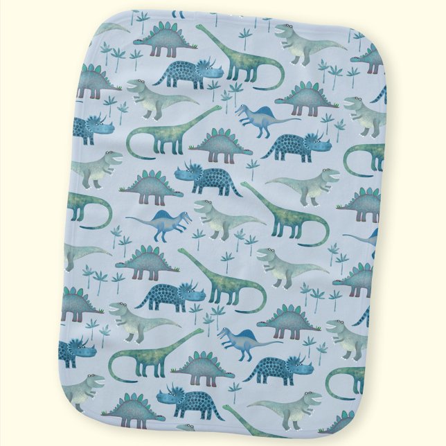Cute Dinosaur Blue Baby Burp Cloth (Creator Uploaded)
