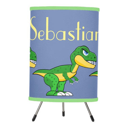 Cute Dinosaur Blue Boys Tripod Lamp (Front)