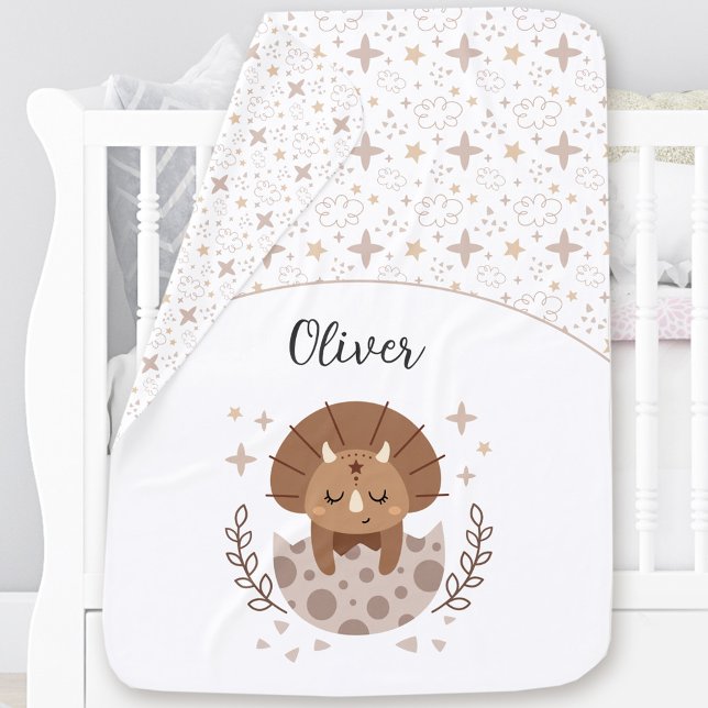 Cute Dinosaur Boho Name Monogram Baby Blanket (Cute Dinosaur Boho Name Monogram Baby Blanket)