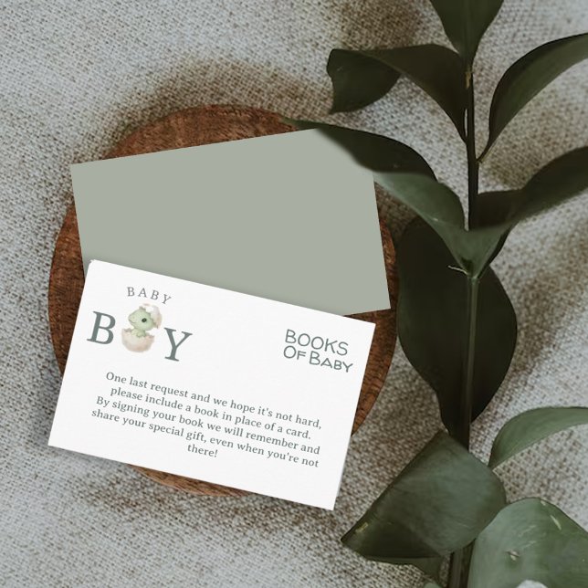Cute Dinosaur Books for Baby Boy Shower Enclosure  Card (Creator Uploaded)