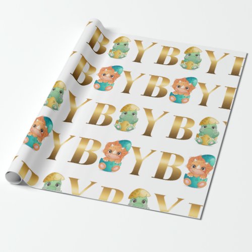 Cute Dinosaur boy babyshower  Wrapping Paper