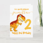 cute dinosaur boy birthday card<br><div class="desc">Cute Dinosaur  2nd Birthday
sweet baby dinosaur personalized baby card for a little boy.  Click the "Customize it!" button to change the text size,  text color,  font style and more!</div>