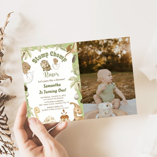 Cute Dinosaur Boy Birthday Dino Party Photo Invitation