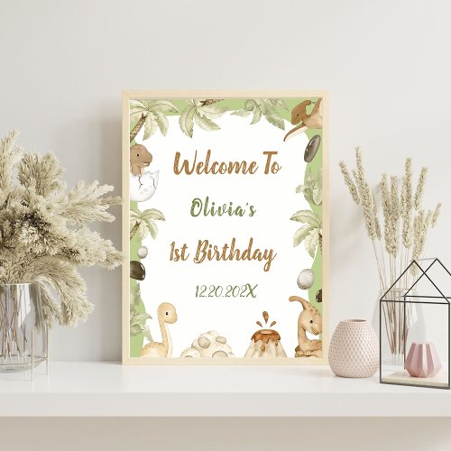 Cute Dinosaur Boy Birthday Party  Welcome Sign