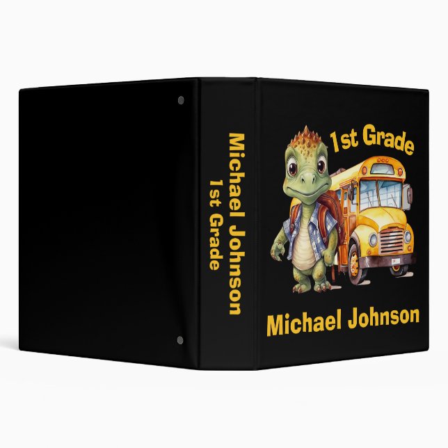 Cute Dinosaur Boy's 3 Ring Binder (Background)
