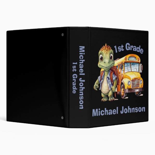 Cute Dinosaur Boy's 3 Ring Binder (Background)