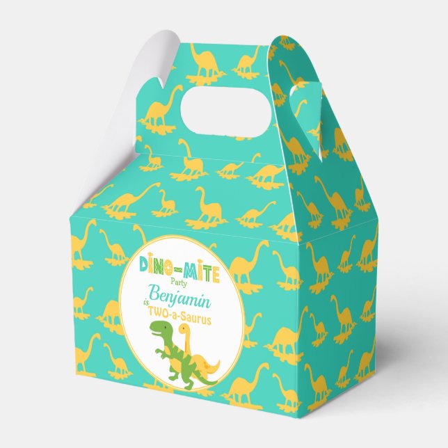 Cute Dinosaur Boys Age -A-Saurus Birthday  Favor Boxes (Front Side)