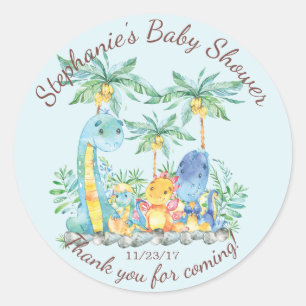 Cute Dinosaur Boys Baby Shower Favor Sticker