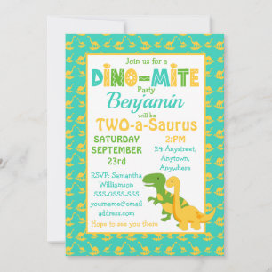 Cute Dinosaur Boys Birthday Party Invitation