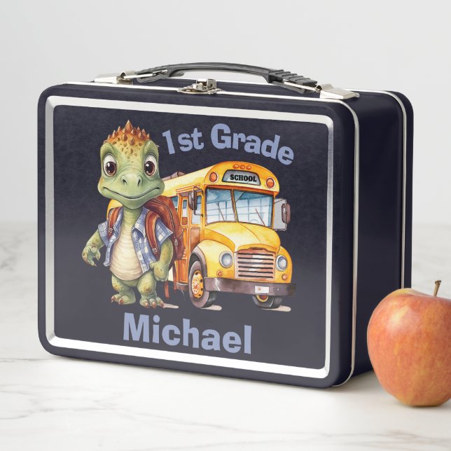 Cute Dinosaur Boy's Metal Lunch Box (In Situ)
