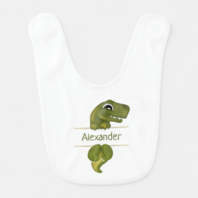 Cute Dinosaur Boys Name Baby Bib (Front)