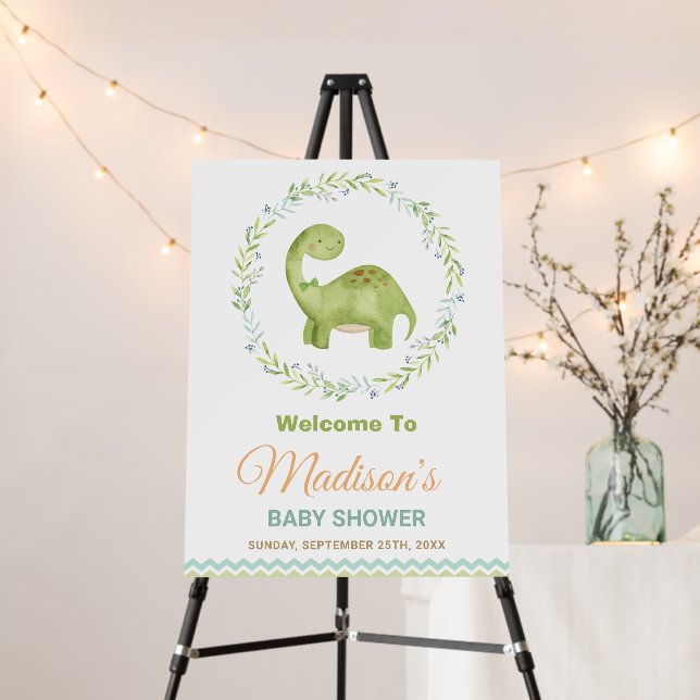 Cute Dinosaur Brontosaurus Boy Baby Shower Welcome Foam Board (In Situ (Stand))