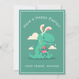 Cute Dinosaur Bunny Rabbit Ear Easter Boy's Friend Holiday Card