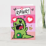 Cute Dinosaur Butterfly Dino Mite Girls Birthday Card