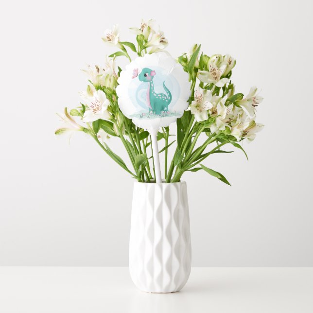 Cute Dinosaur Butterfly Girl Baby Shower Balloon (Vase)