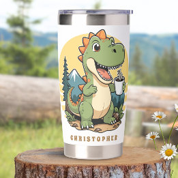 Cute Dinosaur Camper Camping Outdoors Personalized Insulated Tumbler