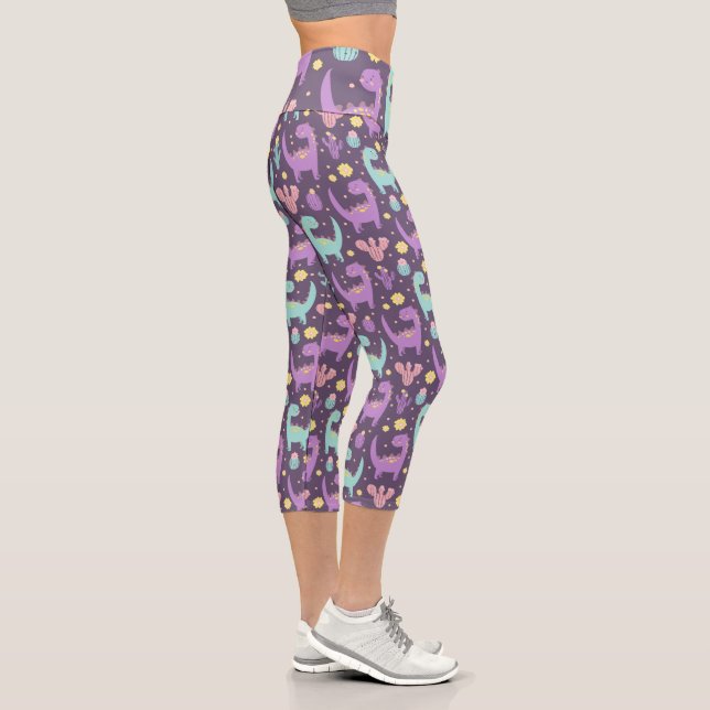 Cute Dinosaur  Capri Leggings (Right)