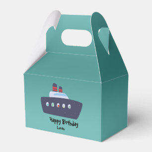 Cute dinosaur captain boat ship School Birthday Favor Boxes