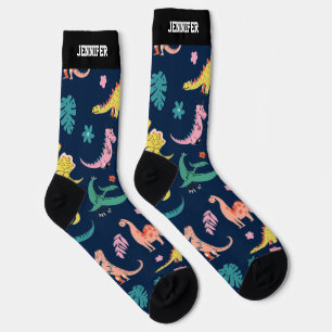 Cute Dinosaur Cartoon Pattern Dino Lover Socks