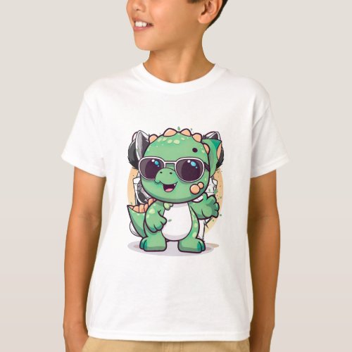Cute Dinosaur Cartoon T_Shirt