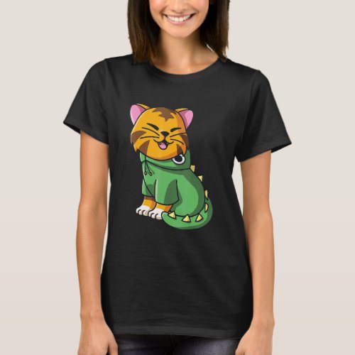 Cute Dinosaur Cat Costume Girls Boy Girl Kids Love T_Shirt