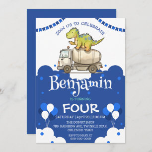 Cute dinosaur cement truck Balloon School Birthday