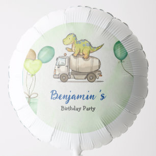 Cute dinosaur cement truck Rainbow School Birthday Balloon