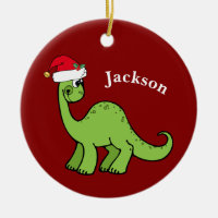 Cute Dinosaur Christmas Ceramic Ornament