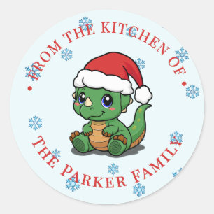 Cute Dinosaur Christmas From Our Kitchen Stickers