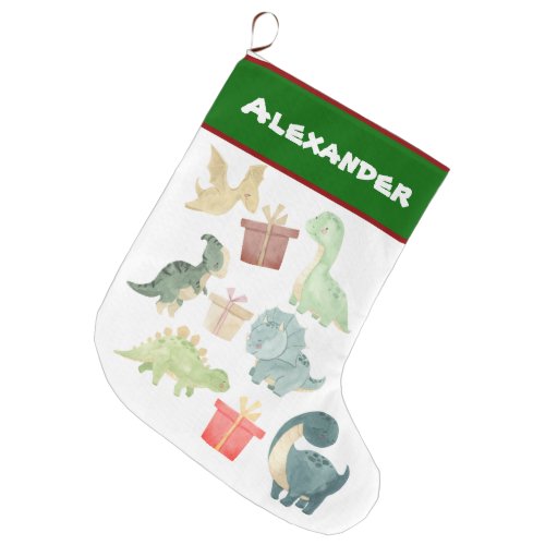 Cute Dinosaur Christmas Gift Exchange Large Christmas Stocking