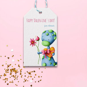 Cute Dinosaur Classroom Valentine's Day Gift Tags