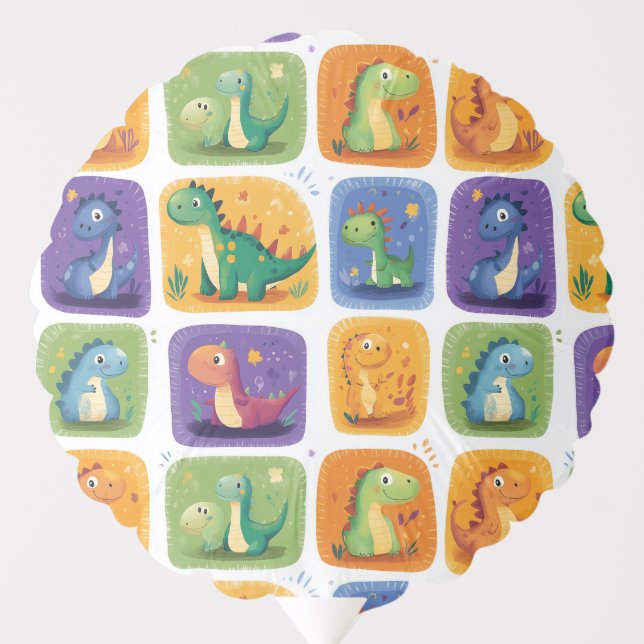 Cute Dinosaur Collage Pattern – Fun & Playful Dino Balloon (Front)