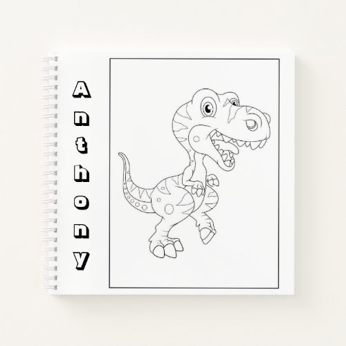 Cute Dinosaur Color Your Own Name Sketch Notebook