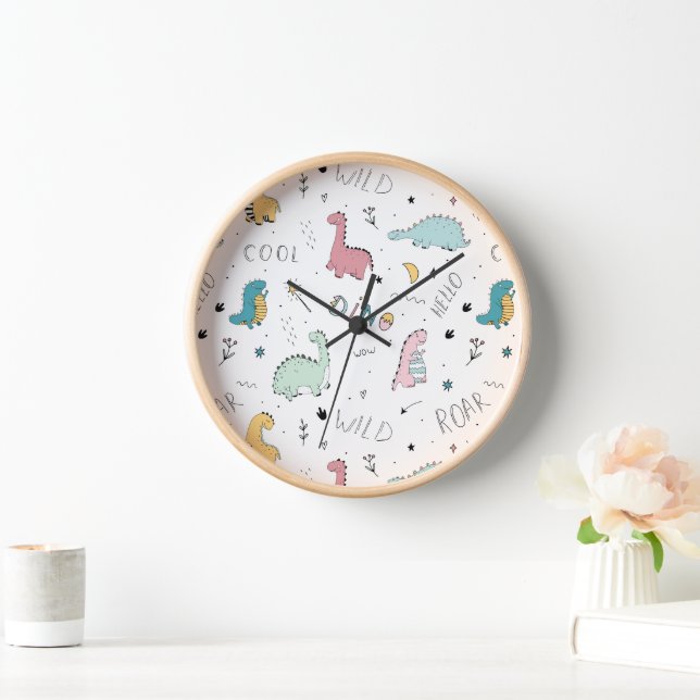 Cute Dinosaur Colorful  Baby Nursery Clock  (Home)