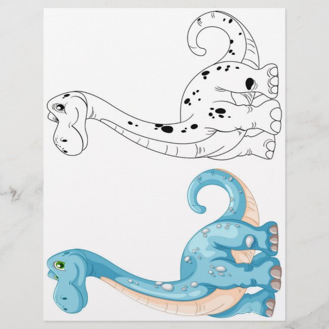 Cute dinosaur coloring page (Front)
