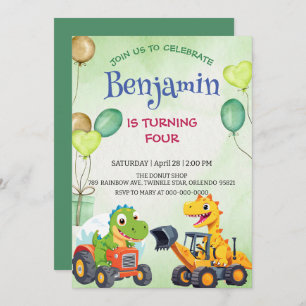 Cute dinosaur construction truck balloon Birthday