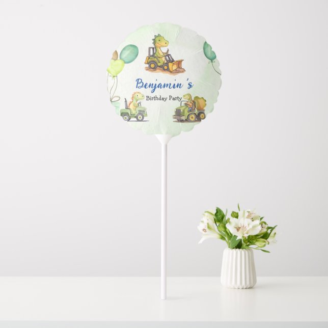 Cute dinosaur construction truck balloon Birthday  (In SItu)